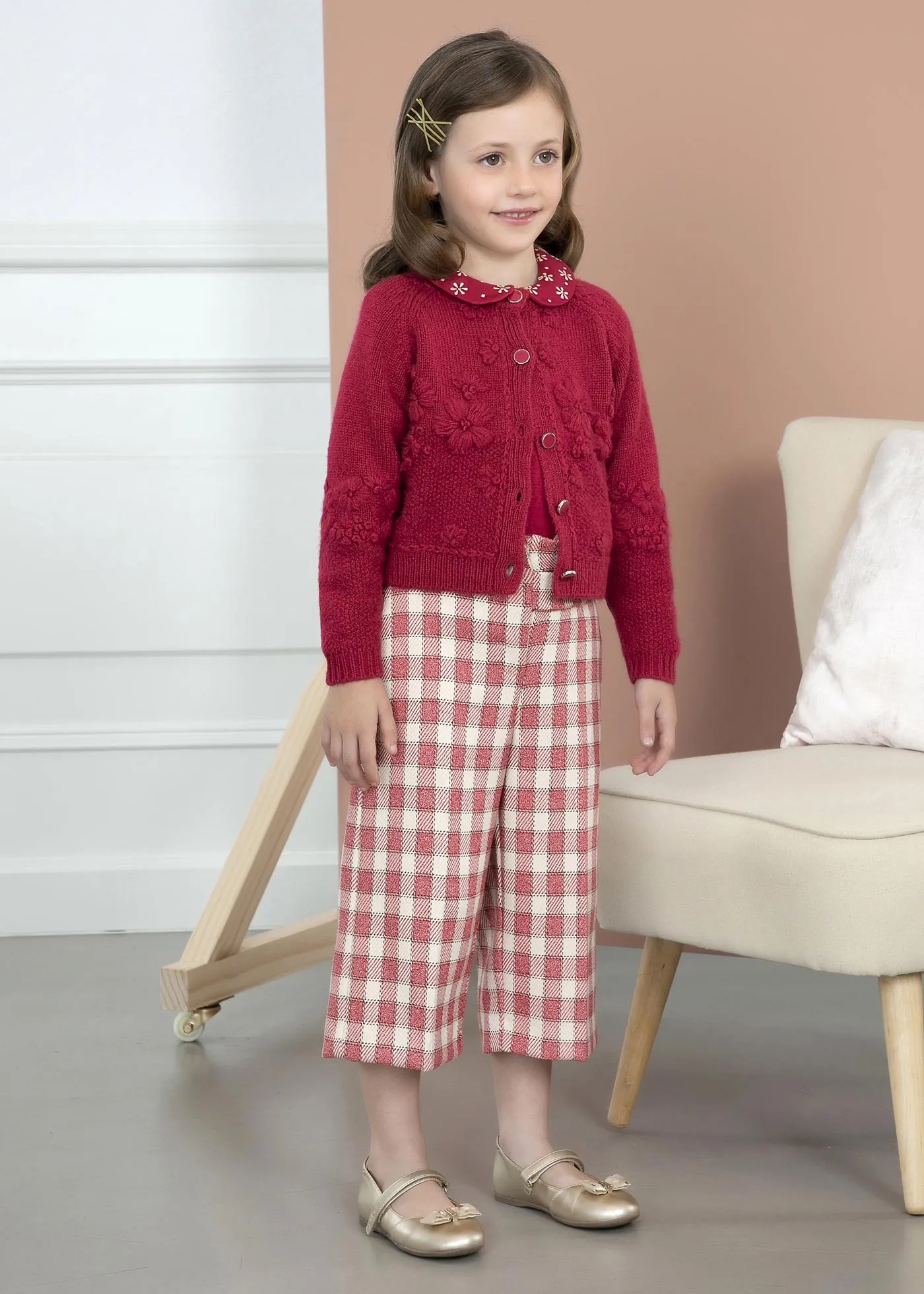 Abel & Lula Girls Plaid Culottes  5775-56  Frambuesa *
