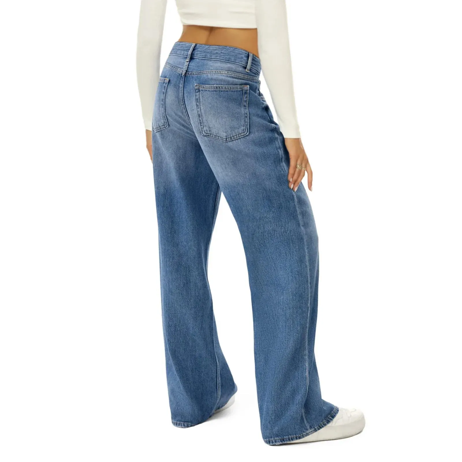 Fashion Casual Straight Leg Wide Leg Jeans