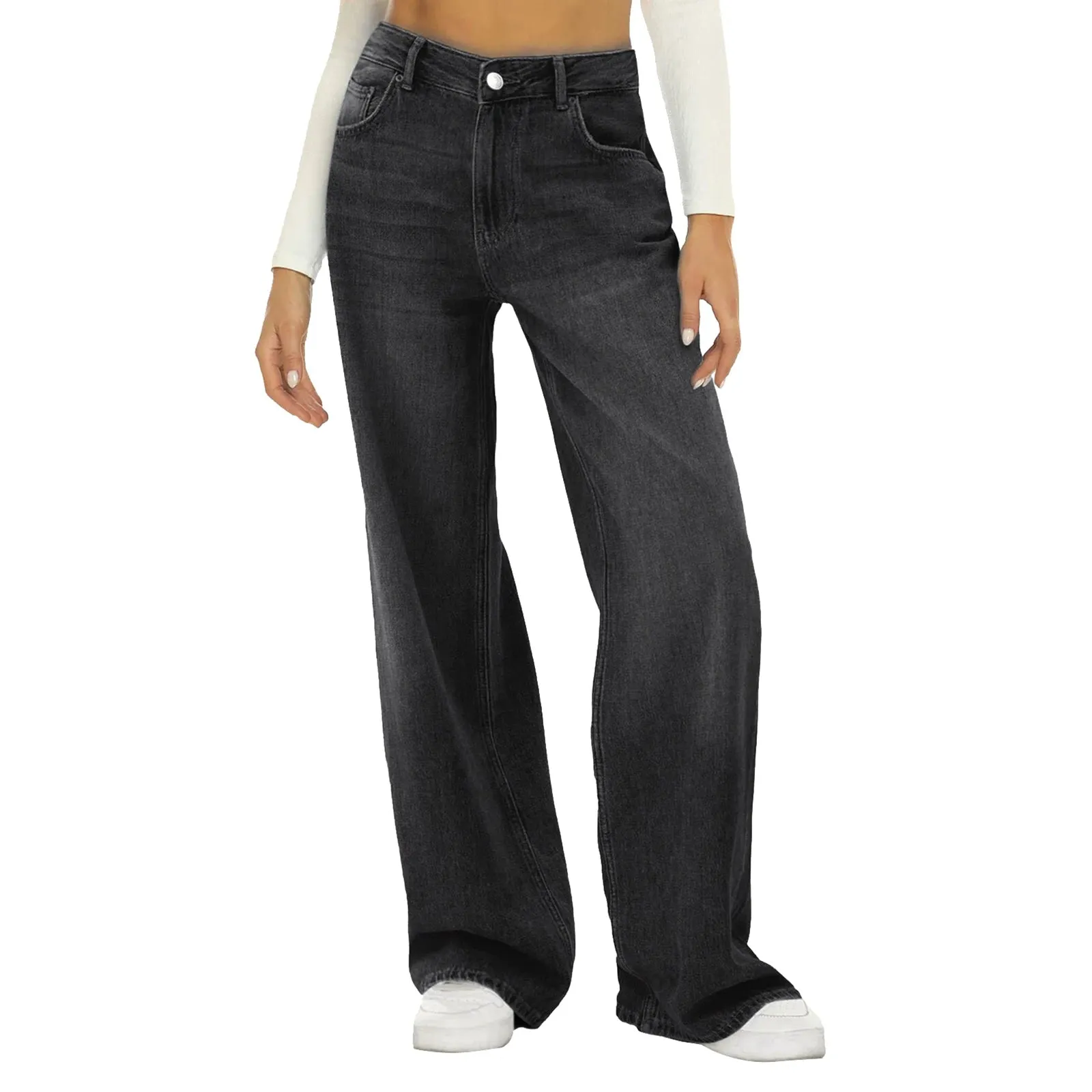 Fashion Casual Straight Leg Wide Leg Jeans