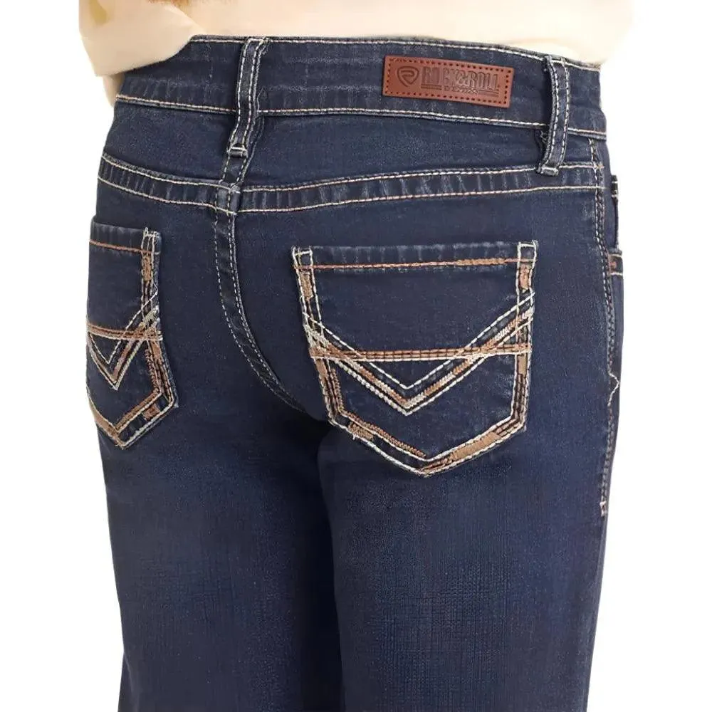 Girl's Rock and Roll Denim Pearl Stitch Bootcut Jeans BG4MD04918