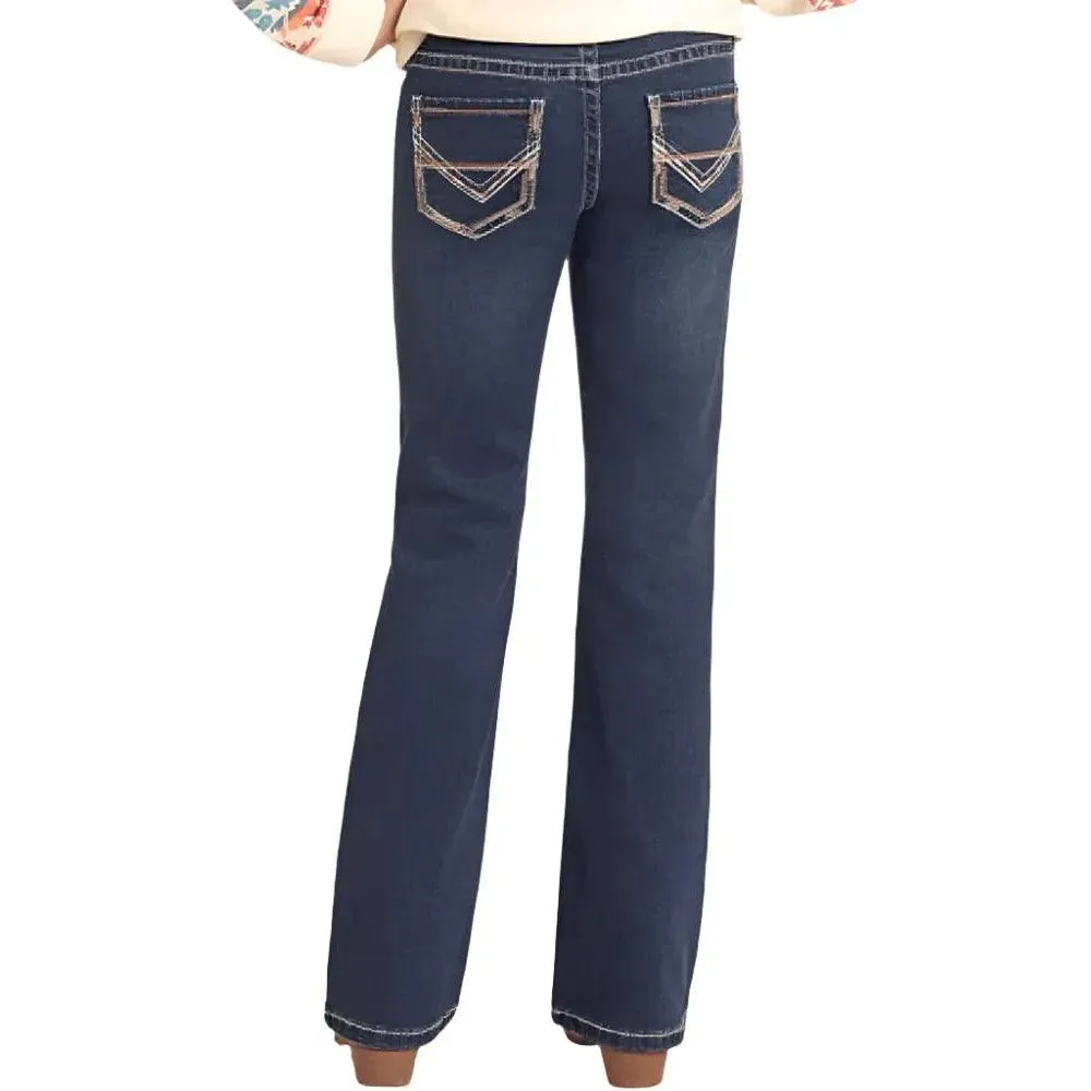Girl's Rock and Roll Denim Pearl Stitch Bootcut Jeans BG4MD04918