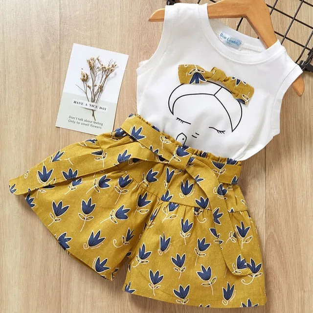 Melario Girls Clothing Sets 2020 New Summer Flower Printing Vest Pants Fashion Kids Clothes Casual Clothing Sets for Children