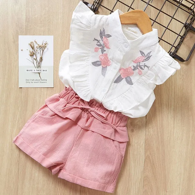 Melario Girls Clothing Sets 2020 New Summer Flower Printing Vest Pants Fashion Kids Clothes Casual Clothing Sets for Children