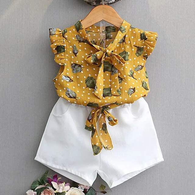 Melario Girls Clothing Sets 2020 New Summer Flower Printing Vest Pants Fashion Kids Clothes Casual Clothing Sets for Children