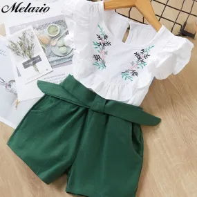 Melario Girls Clothing Sets 2020 New Summer Flower Printing Vest Pants Fashion Kids Clothes Casual Clothing Sets for Children