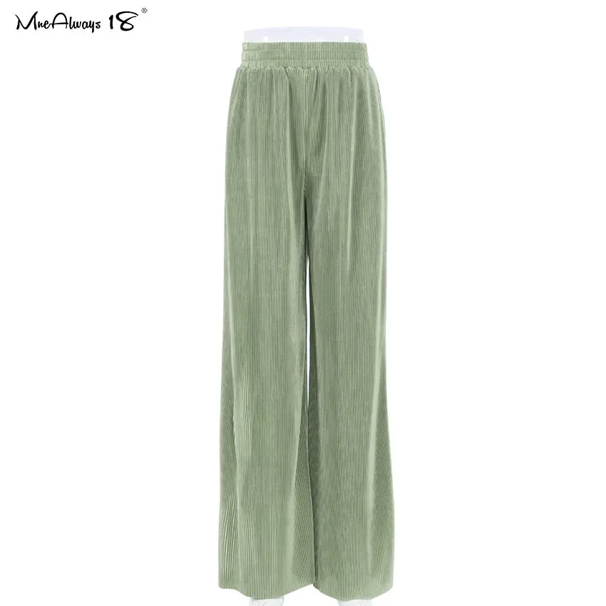 Mnealways18 Beige Pleated Wide Leg Pants Womens Pants Fashion 2023 Casual Loose Trousers