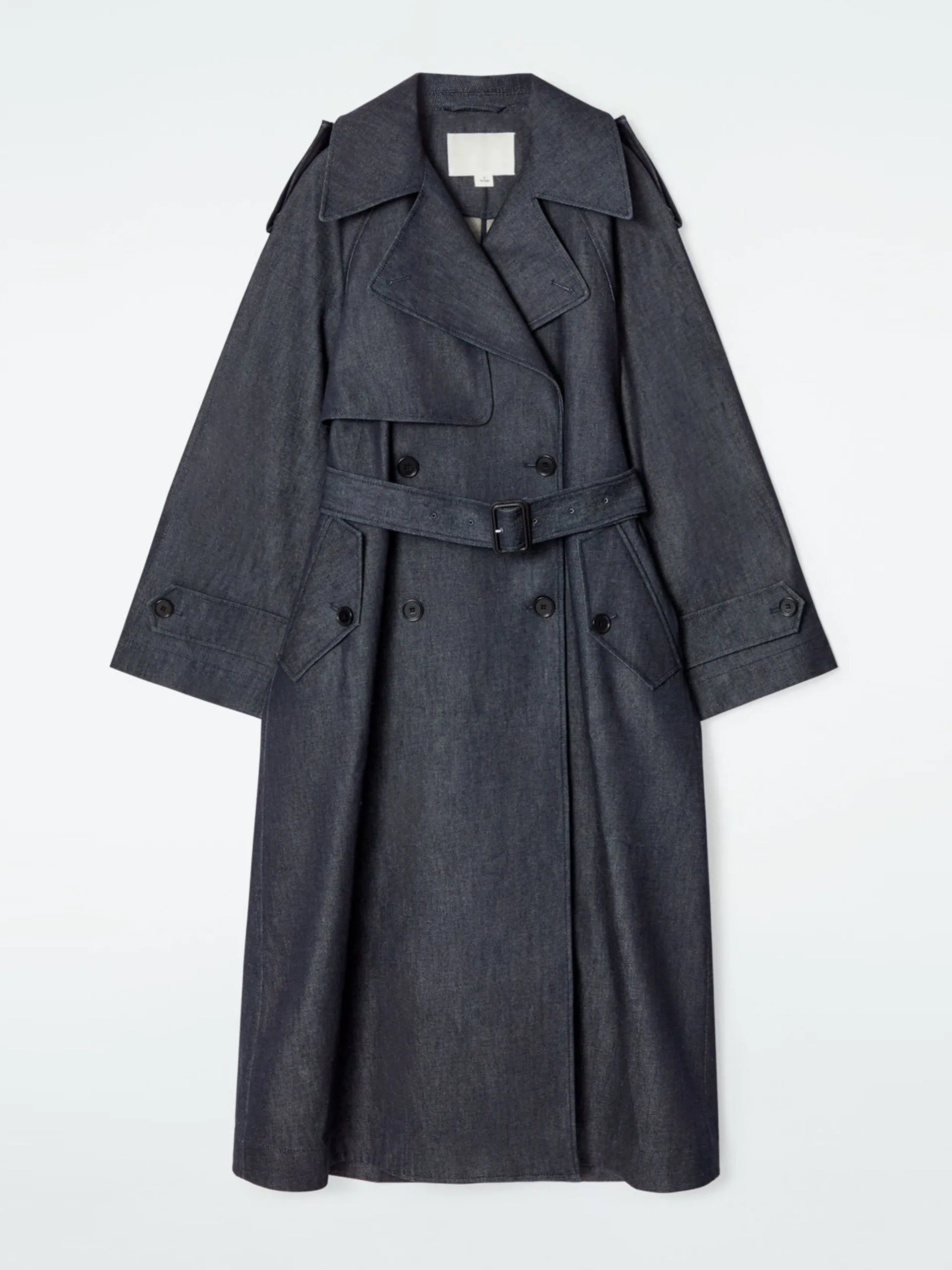 Oversized denim trench coat