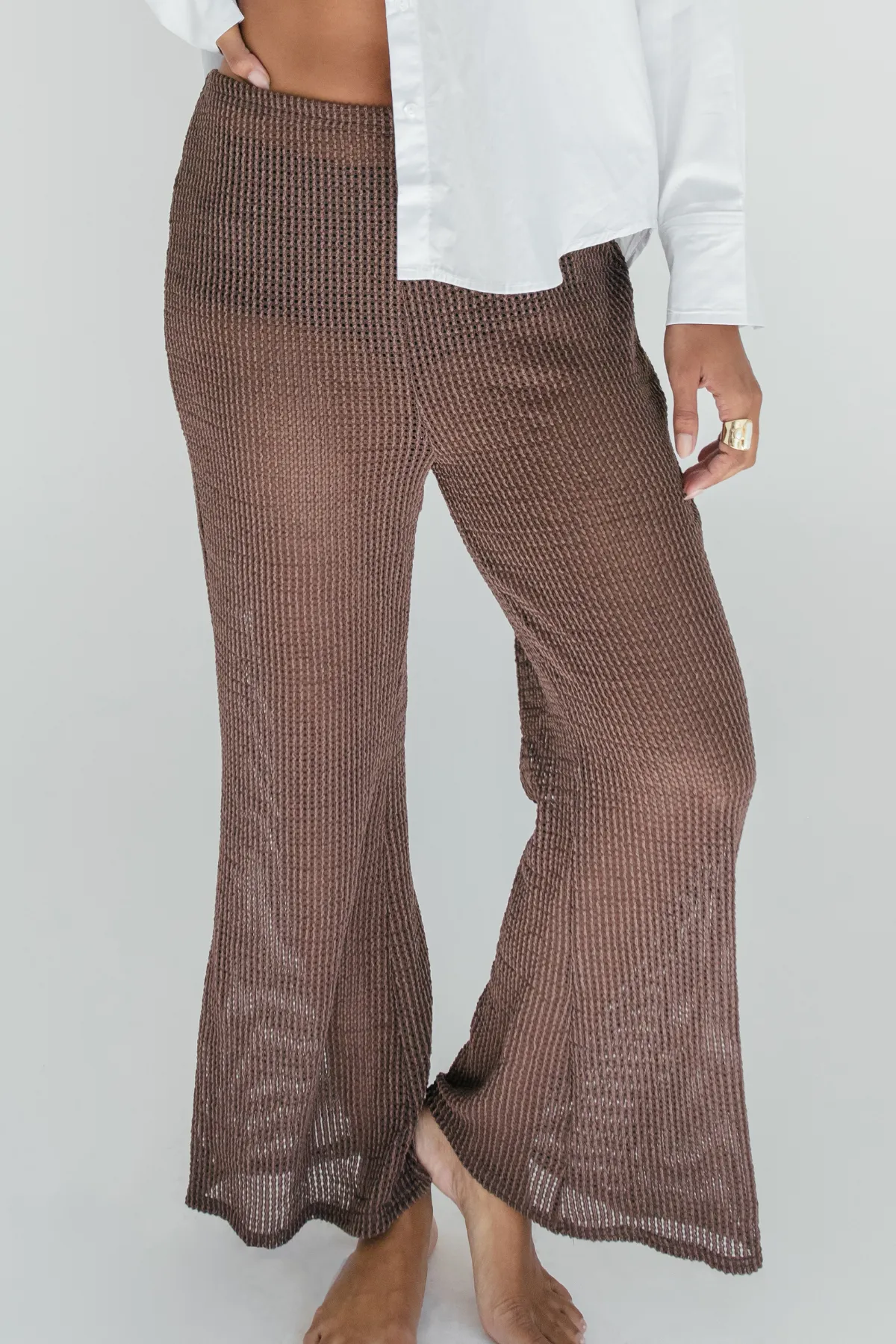 Somewhere Sunny Crochet Pant - Brown