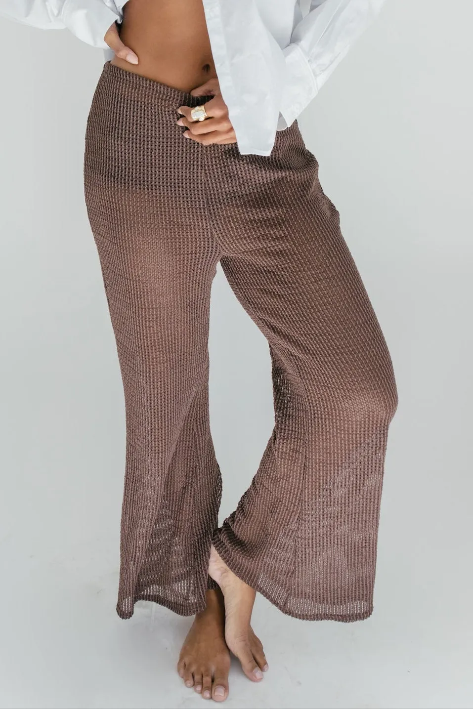 Somewhere Sunny Crochet Pant - Brown