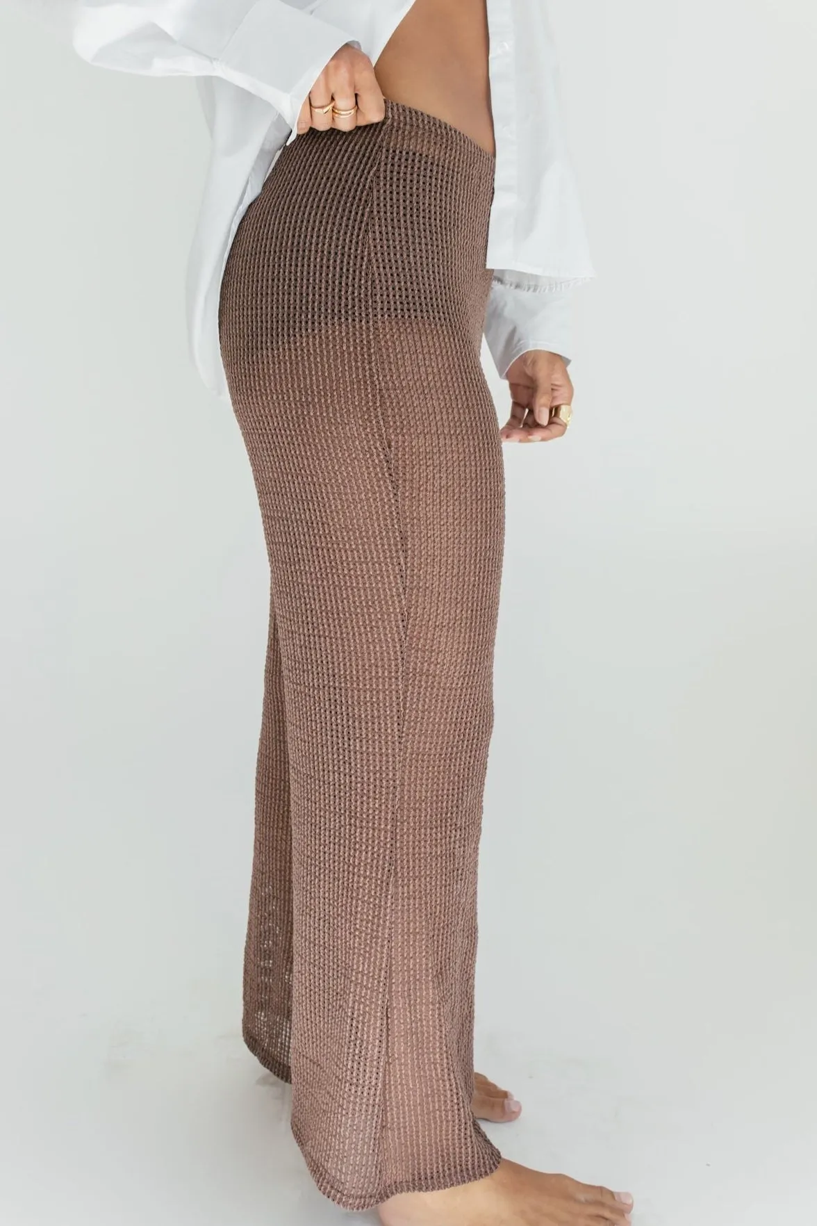Somewhere Sunny Crochet Pant - Brown