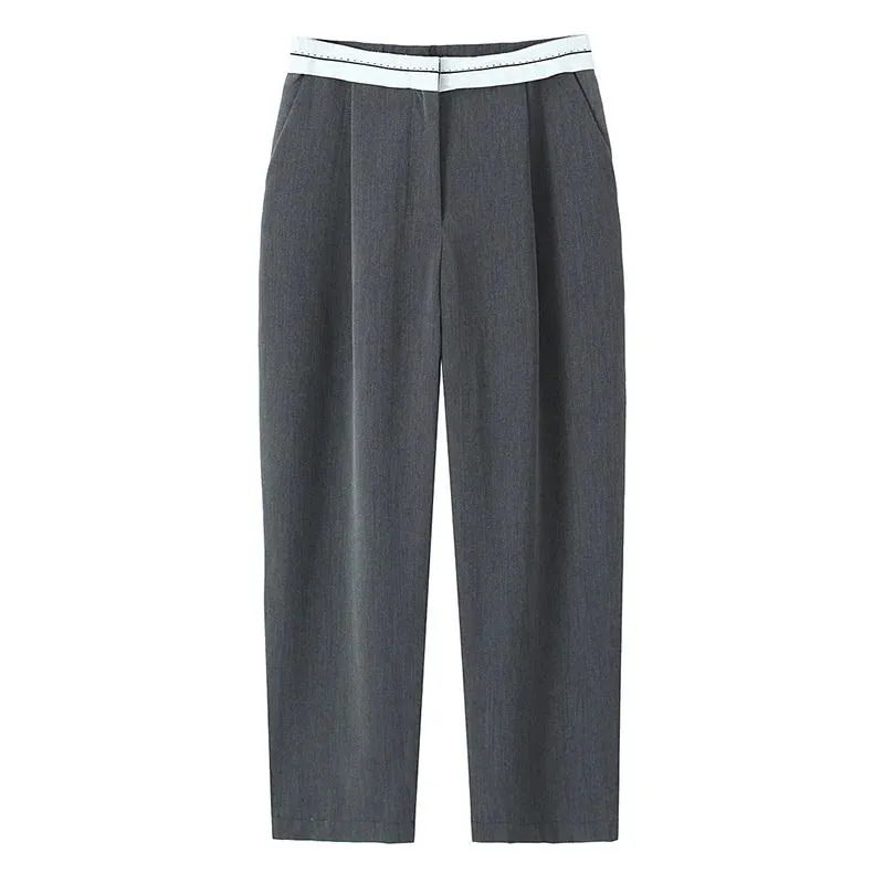 UAKISS  -  Women's Autumn Vintage Pocket Ankle Pants Fashion Pencil High Waist Office Lady Streetwear Female Youthful Woman Clothes 2024
