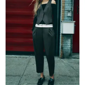 UAKISS  -  Women's Autumn Vintage Pocket Ankle Pants Fashion Pencil High Waist Office Lady Streetwear Female Youthful Woman Clothes 2024
