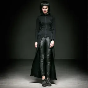 Y-518 Unique Split Front Gothic Trench Coats With Hood For Women